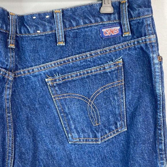 GWG Vintage 80s Upcycled Cutoff Jean Shorts Blue Dark Wash Denim Fray Raw Hem 42 - Picture 4 of 9